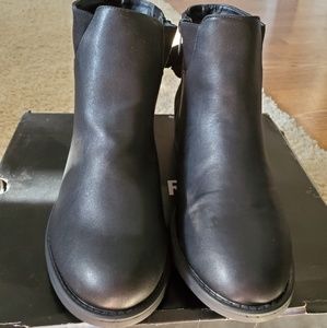 Black Bow Back Ankle Boot (Wide)